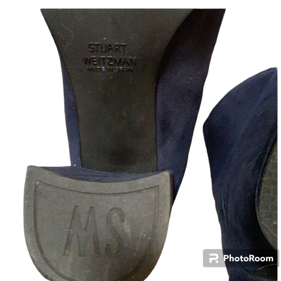 Stuart Weitzman Straighten Nice Blue Suede Boots - Picture 8 of 13